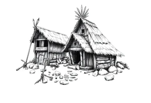 Native American village tattoo idea