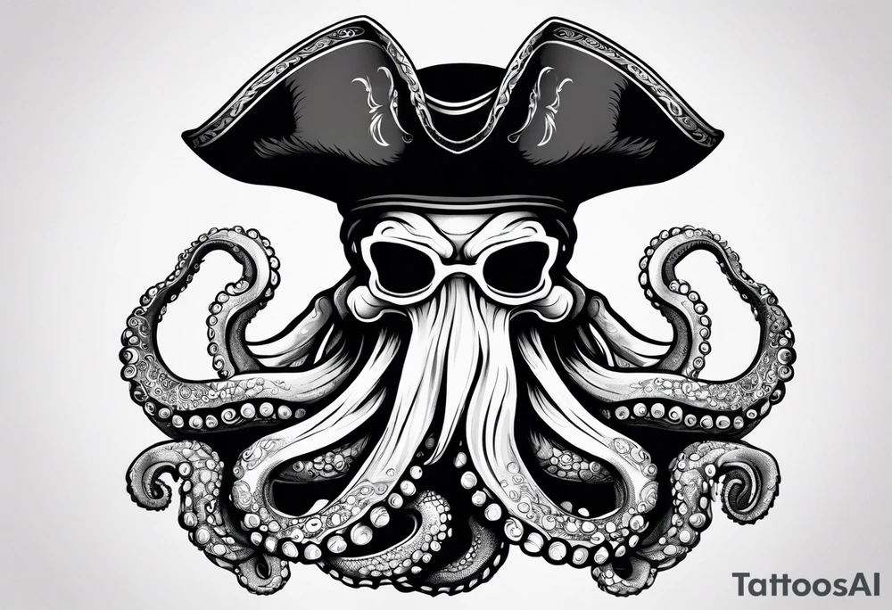 octopus wearing a pirate hat tattoo idea