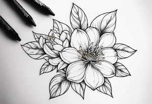 Shoulder and collarbone tattoo of a vibe of night-blooming Jasmine. The tattoo should be scary. tattoo idea