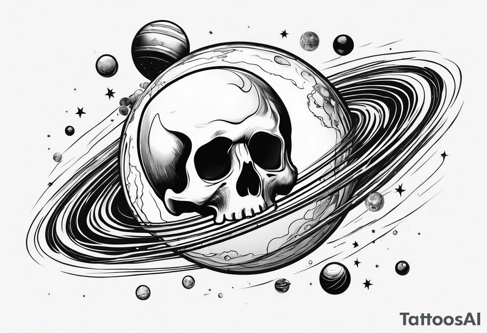 Human hand dangling planets from fingertips tattoo idea