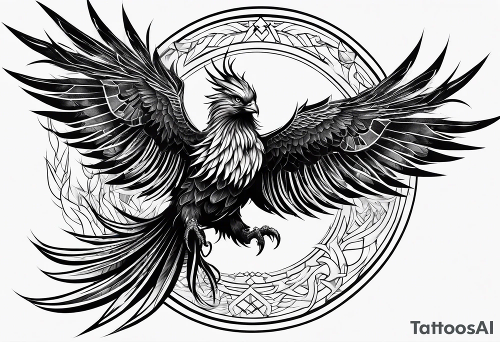 Heavy metal phoenix being reborn tattoo idea
