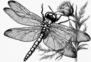Dragonfly in amber with lavender and thistle tattoo idea