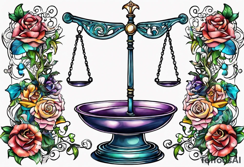 Libra scales combined with Gemini and Taurus signs tattoo idea