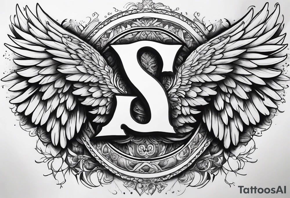 Angel Wings with the word Glenn in the middle tattoo idea