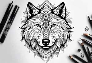 Sleeve mandala wolves design tattoo idea