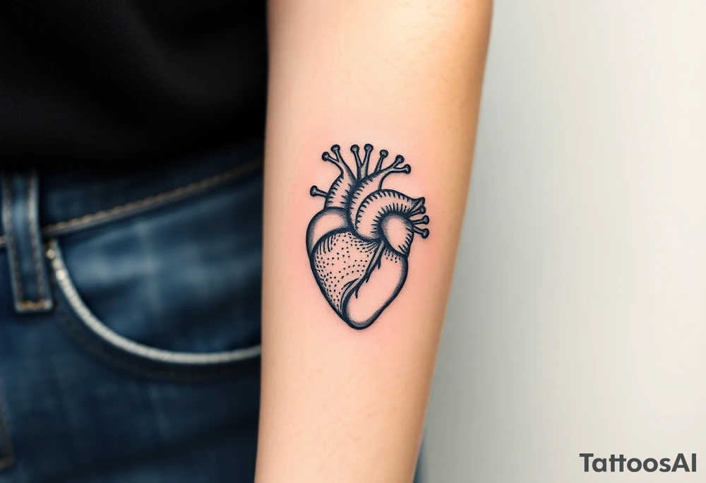 medieval human heart woodcut tattoo idea