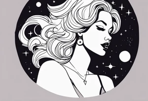 Pinup woman in space tattoo idea