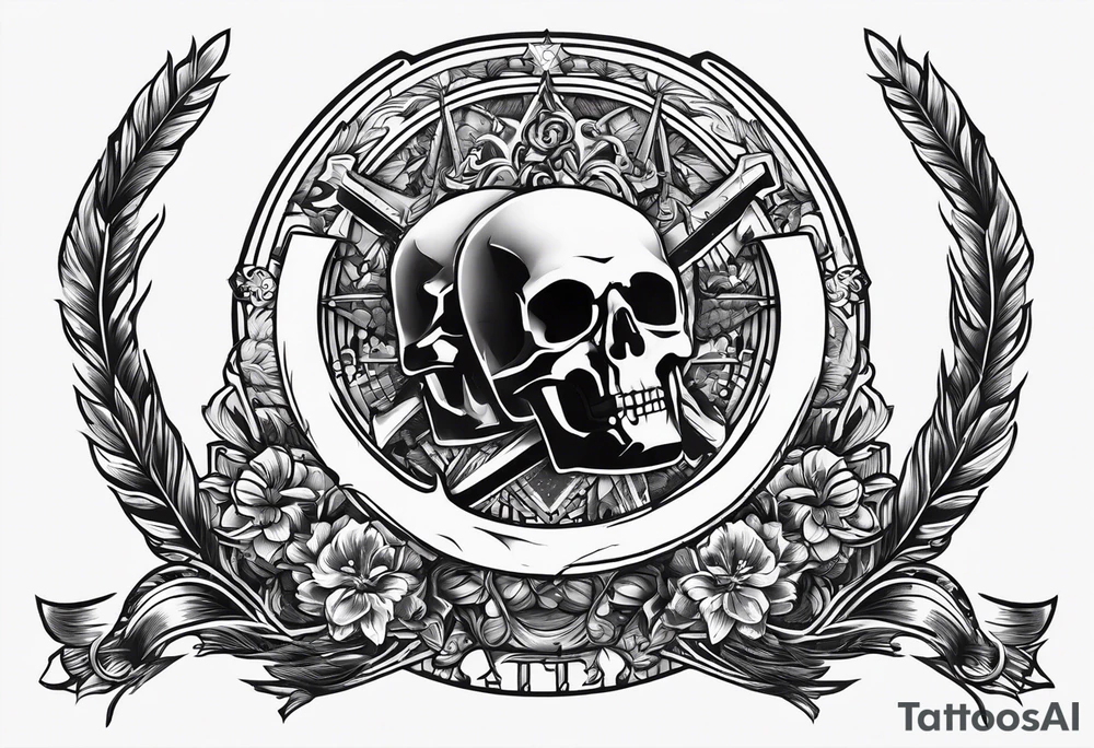 Forearm symbol of war and peace horizontal 30x8cm tattoo idea