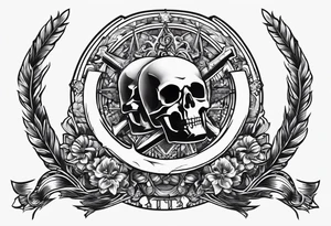 Forearm symbol of war and peace horizontal 30x8cm tattoo idea