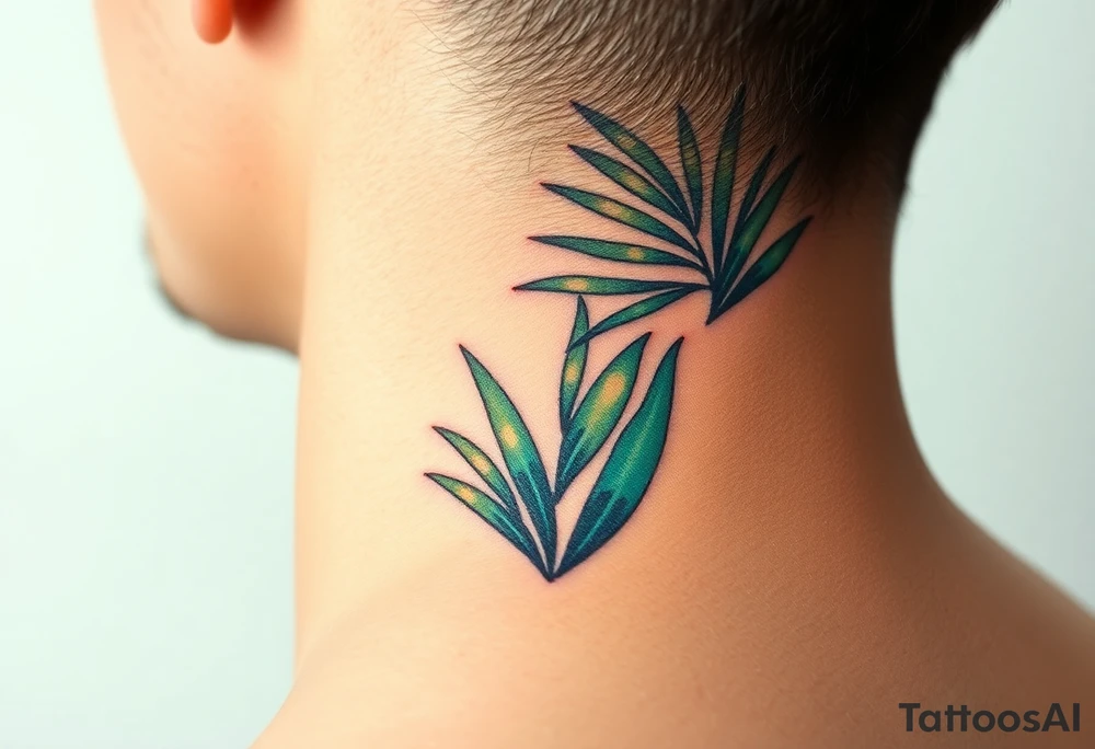 realistic large woven palm leaves tattoo idea