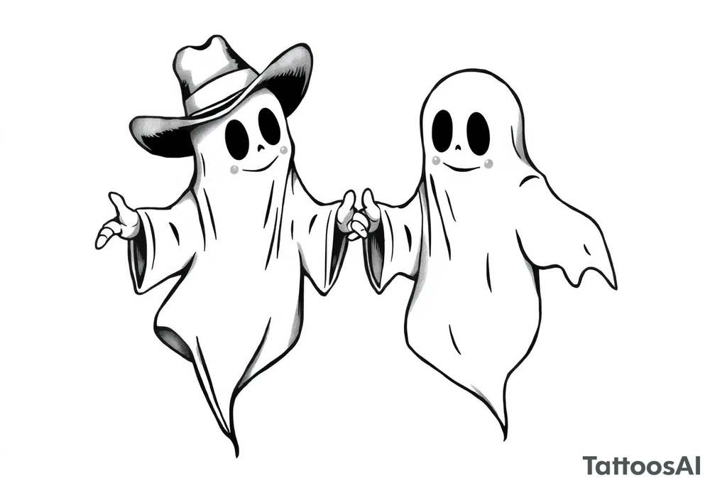 matching cowboy ghosts tattoo idea