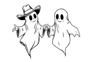 matching cowboy ghosts tattoo idea