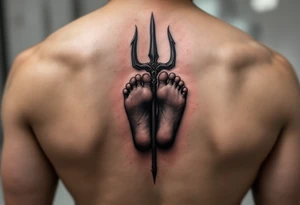 barefoot behind trident tattoo idea