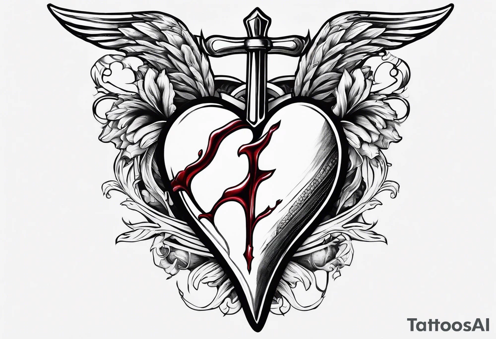 bleeding heart with a dagger and a bandaid tattoo idea