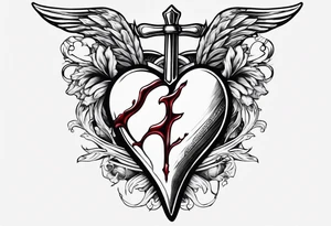 bleeding heart with a dagger and a bandaid tattoo idea