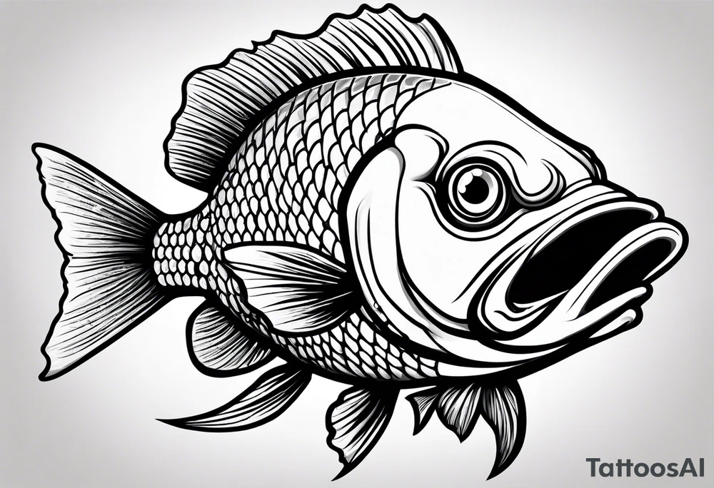 Mean looking cartoon fish tattoo idea