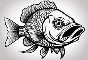 Mean looking cartoon fish tattoo idea
