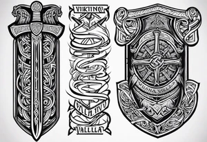 Viking valhalla sword shield tattoo idea