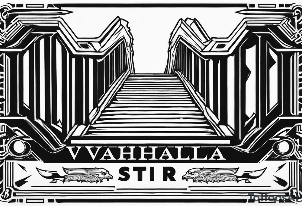 Valhalla 
 sword stairs axe tattoo idea