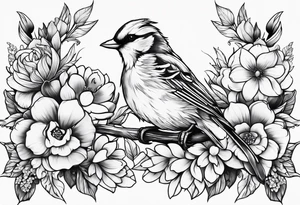 Birds and flowers tattoo idea