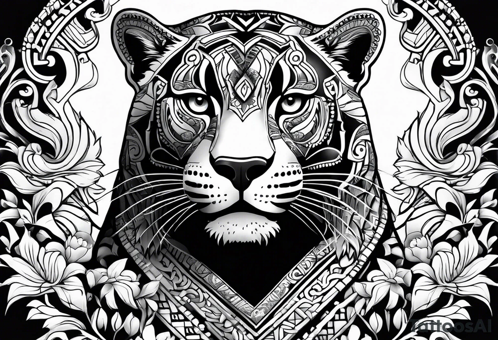 aztec black jaguar sitting tattoo idea