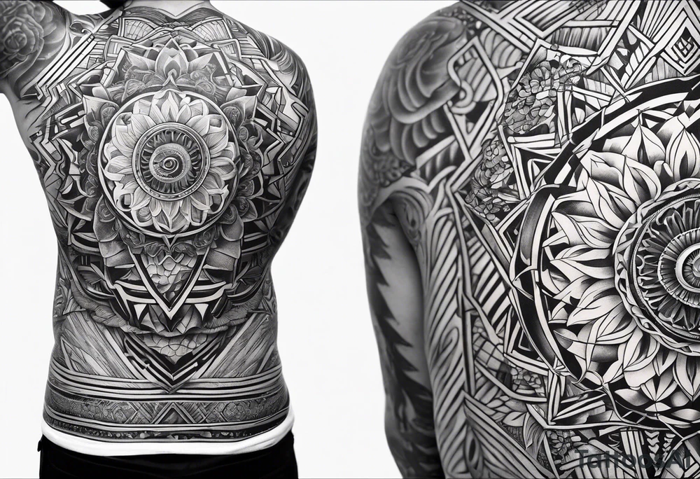 back tattoo covering the whole back drawing tattoo idea