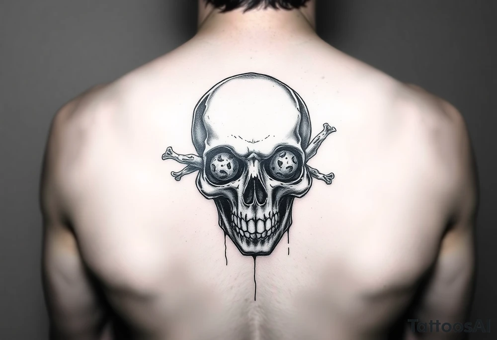 skull with The Last Of Us' fungus out of its eyes tattoo idea