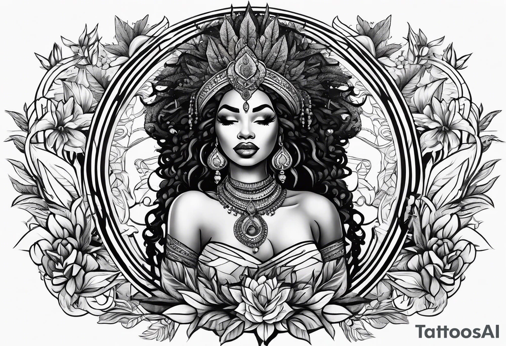 Black Goddess of sativa tattoo idea