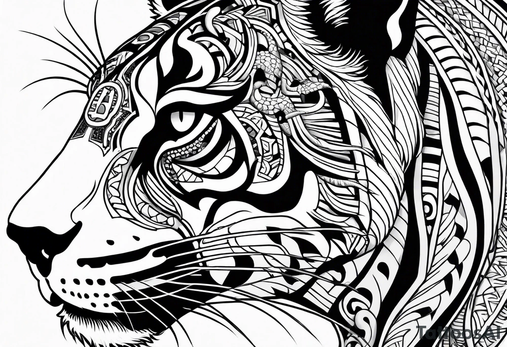 aztec black jaguar with snake tattoo idea