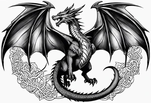 Celtic dragon flying downward tattoo idea