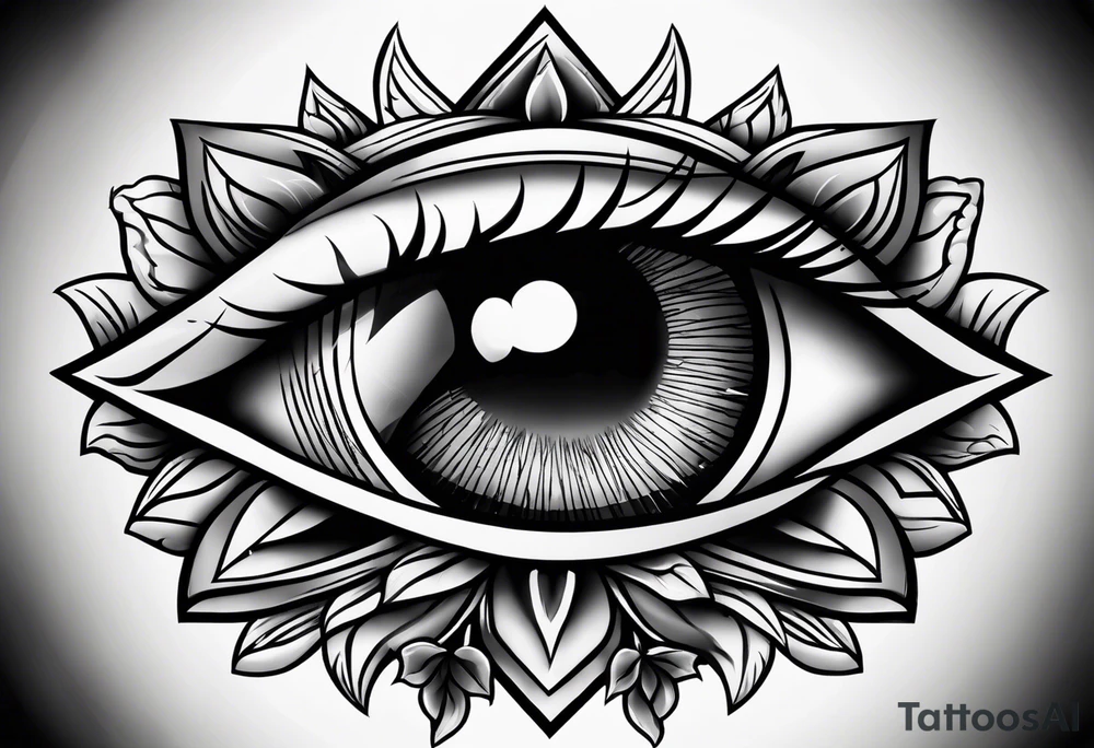 mystic eye rose tattoo idea