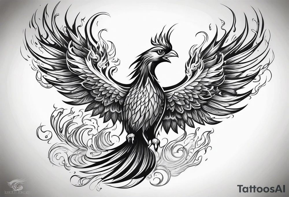 Phoenix rising from flames tattoo idea