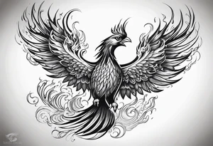 Phoenix rising from flames tattoo idea