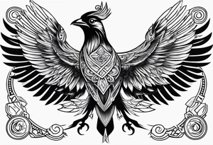 Valhalla symbol bird straight line tattoo idea