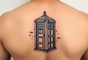 Realistic Tardis with space in background. tattoo idea