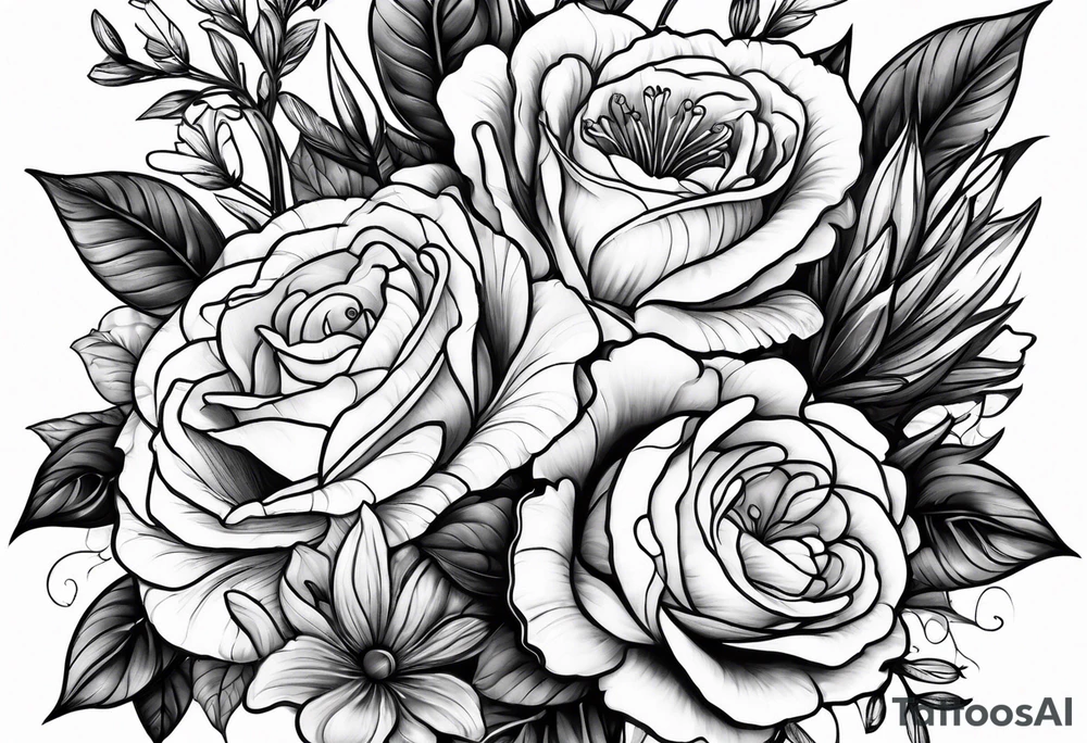 Bouquet de fleurs tattoo idea