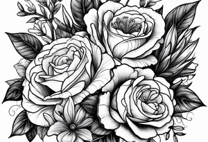 Bouquet de fleurs tattoo idea