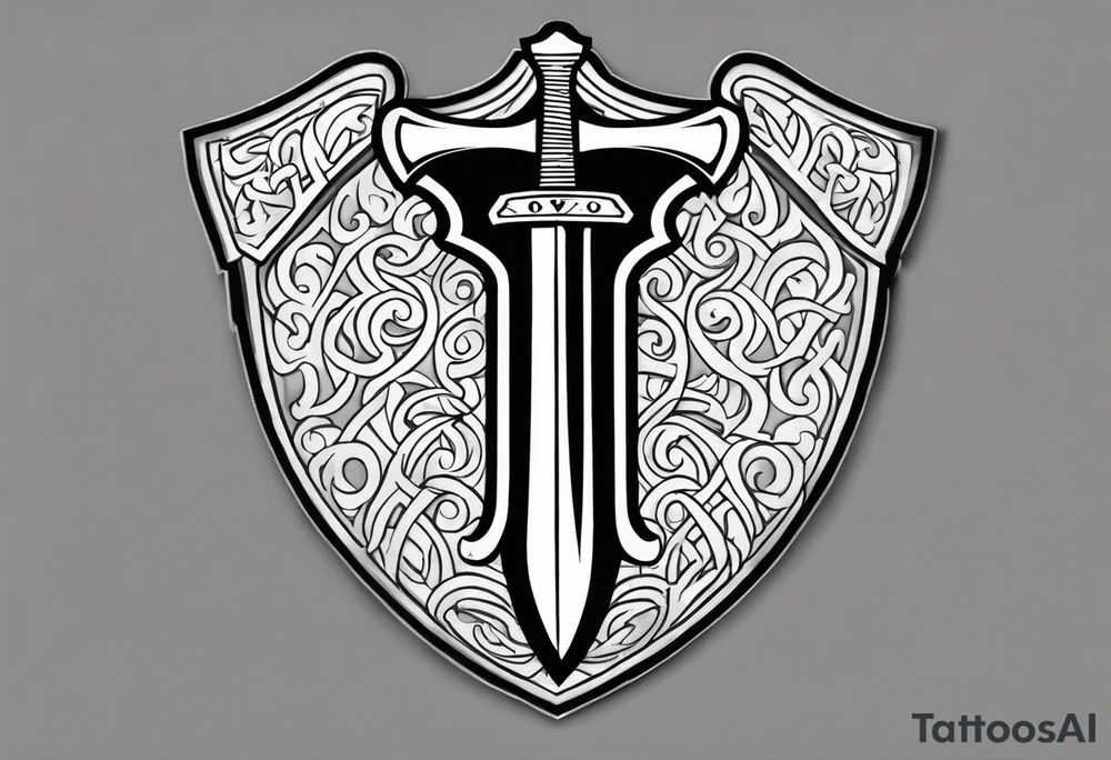Valhalla shield  sword axe tattoo idea
