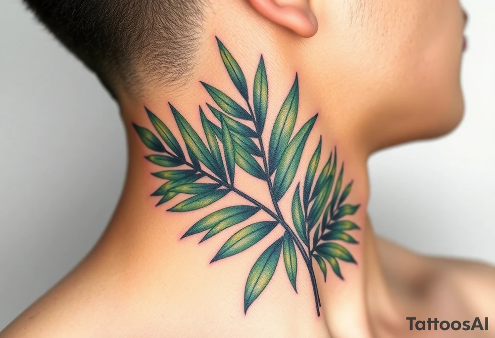 realistic large woven palm leaves tattoo idea