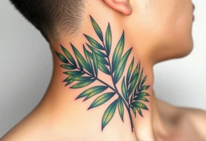 realistic large woven palm leaves tattoo idea