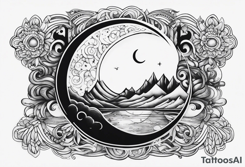 Moon and letter M tattoo idea