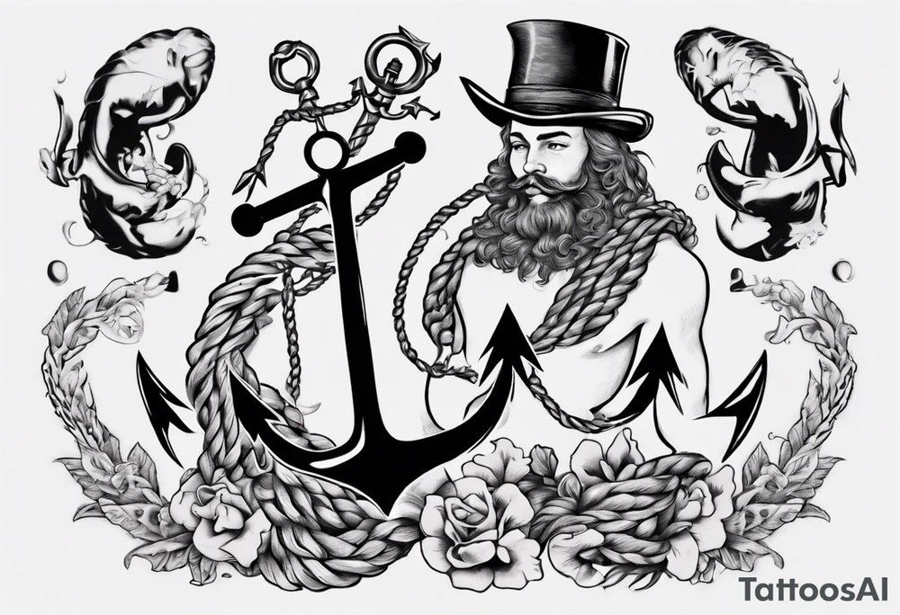 Jack sparro old Dutch style old style with anchor tattoo idea