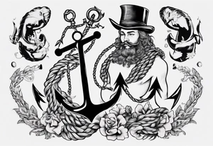 Jack sparro old Dutch style old style with anchor tattoo idea