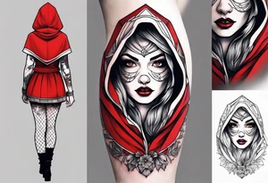 Red riding hood full thigh tattoo tattoo idea