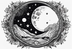 Moon and a sun, that covers half the moon but you can still see the moon and the sun tattoo idea