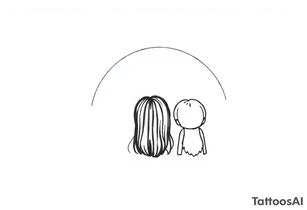 3 petites filles ( une cheveux noir et deux blondes)
sous un arc en ciel incomplet tattoo idea