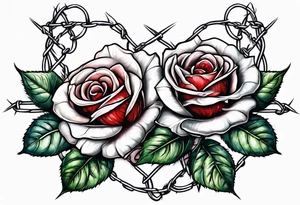 roses with thorns and barbed wire intertwined tattoo idea