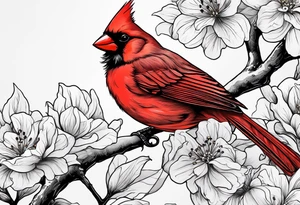 Trees, flowers, red cardinal, representing growth from grief tattoo idea