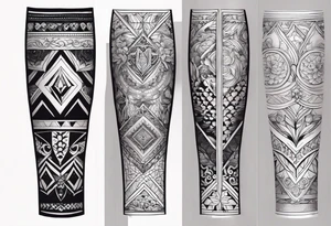 Leg sleeve with cool patterns tattoo idea