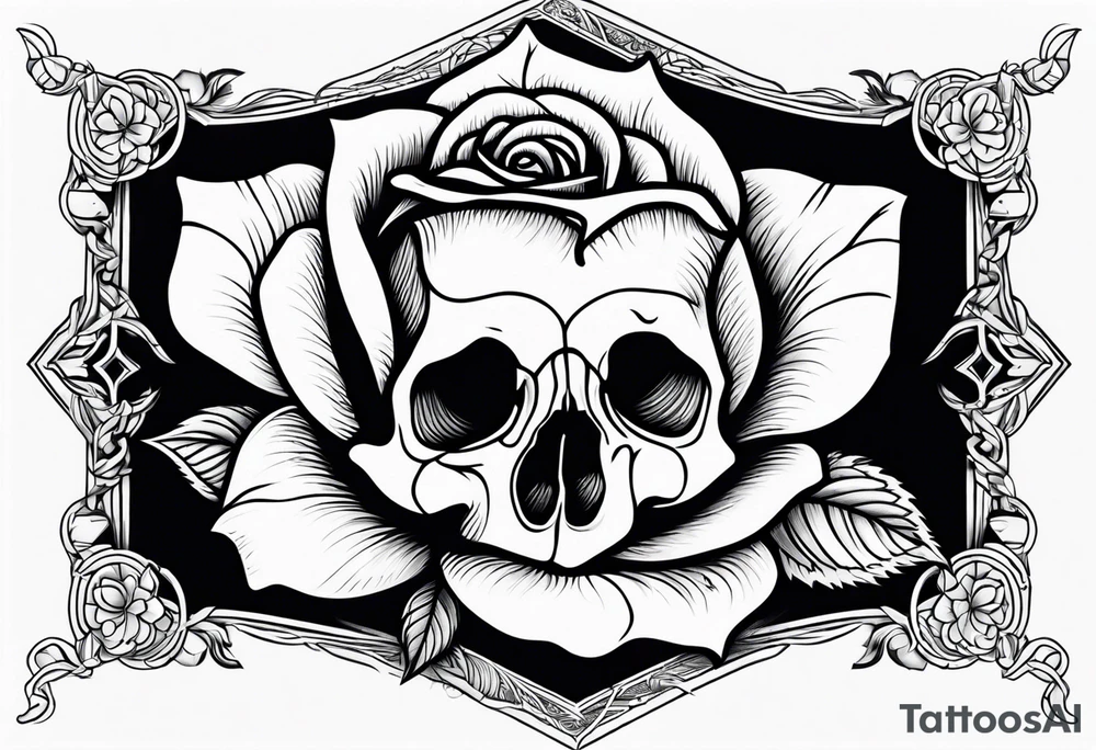 A rose tattoo with skeleton bone fingers tattoo idea
